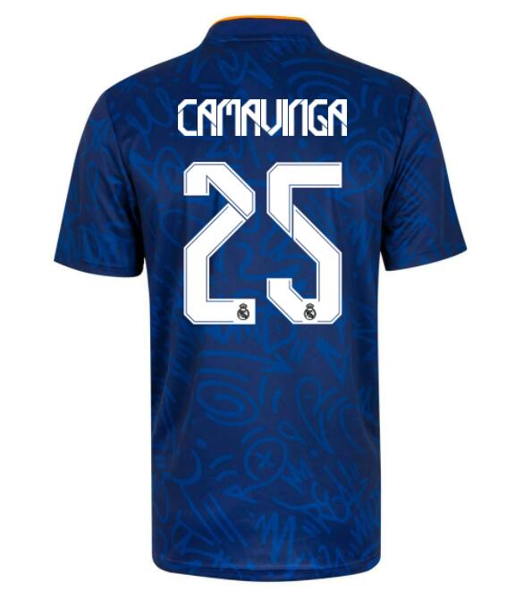 2021/22 Real Madrid Away Kit Soccer Jersey with Camavinga 25 printing